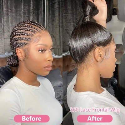 130% Density 12-30 Inches 360 Lace Front Wigs Straight Hair Human Hair