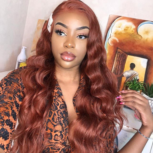Reddish Brown Color Body Wave 180% Density Preplucked Lace Frontal Wigs