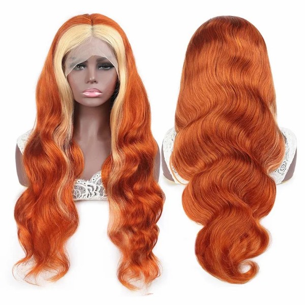 (All Texture Link)Strunk Stripe Highlight Color Wig Preplucked 180% Density Lace Front Wigs Human Wear Go Virgin Hair Wig