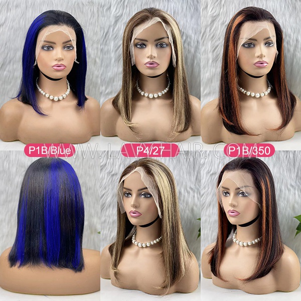 Different Color Choice Lace Frontal Bob Wig 150% Density Straight Hair Human Hair wear go