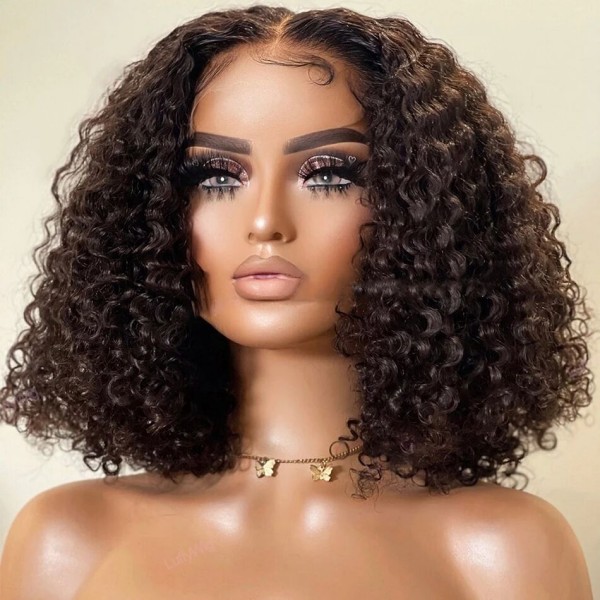 (All Texture Link)300% Density Thickness Short Bob Wig Blunt Cut Preplucked Glueless 100% Human hair Wear Go