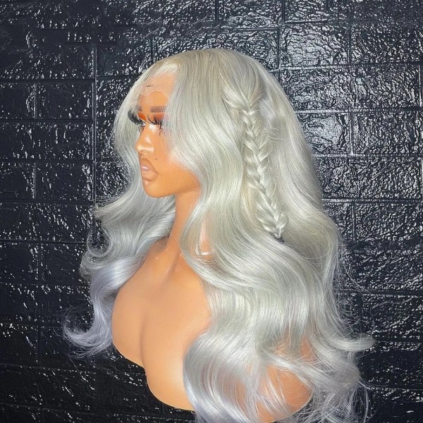 Glueless Wig Grey Color 150% Density Wear Go HD Lace Full Frontal Wigs Human Hair