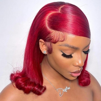 Different Color Choice Lace Frontal Bob Wig 150% Density Straight Hair Human Hair wear go