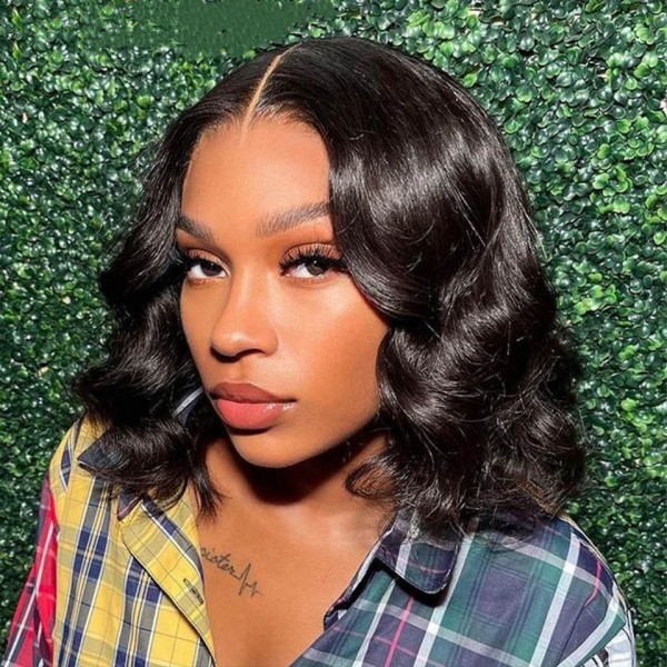 Buy One Get One Free 150% Density Blunt Cut Lace Frontal Bob Wig Preplucked Hairline 100% Human Hair(Quantity as 1 pc ,Ship 2 wigs automatically)