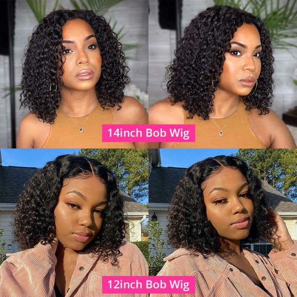 Buy One Get One Free 150% Density Blunt Cut Lace Frontal Bob Wig Preplucked Hairline 100% Human Hair