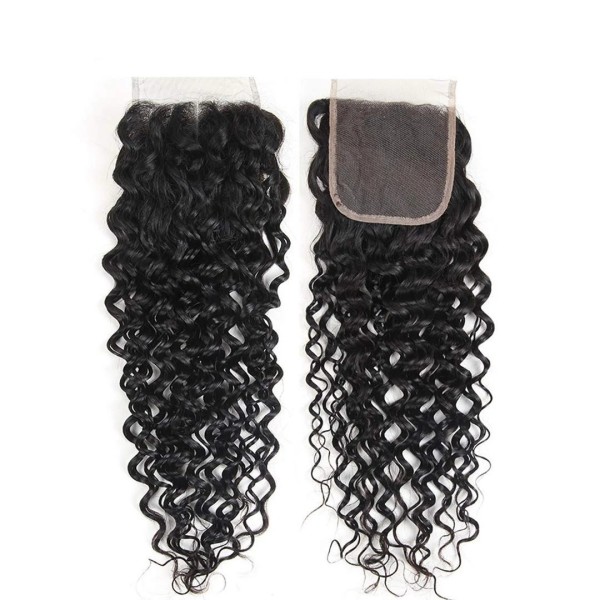 Superior Grade Lace closure 4*4 5*5" Water Wave 100% Real Human hair medium brown and transparent Swiss lace