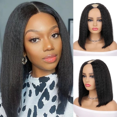 (All Texture Link)150% & 300% Density Blunt Cut Bob Wigs Summer Trend Scalp Leave Out 100% Human Hair Straight/Wavy/Curly