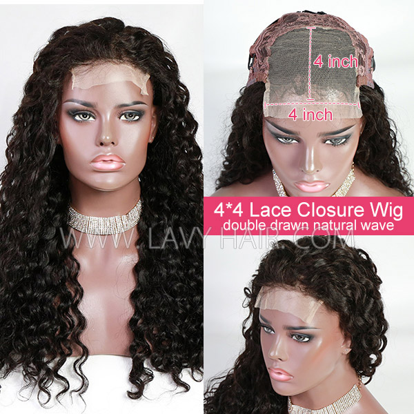 Double Drawn 100% Human Hair Pre Plucked 150% Density Sewing Wigs With Elastic Band ACT