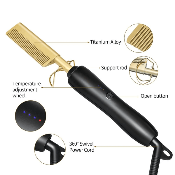 2 In 1 Hot Press Comb Hair Straightener Flat Irons Straightening Brush Temperature 230℃/450℉