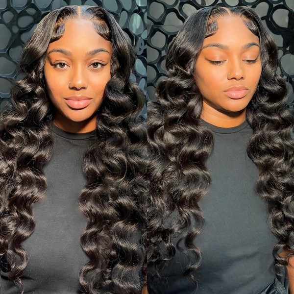 130%&180%&300% Density Loose Wave 13*4 Lace Frontal Wigs Human Hair Preplucked With Natural Hairline