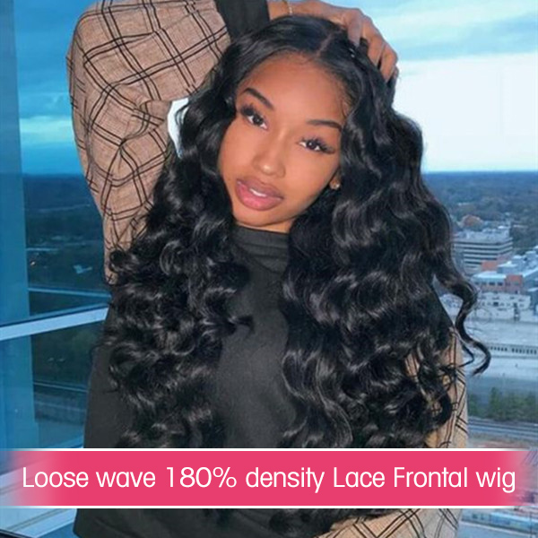 130%&180%&300% Density Loose Wave 13*4 Lace Frontal Wigs Human Hair Preplucked With Natural Hairline