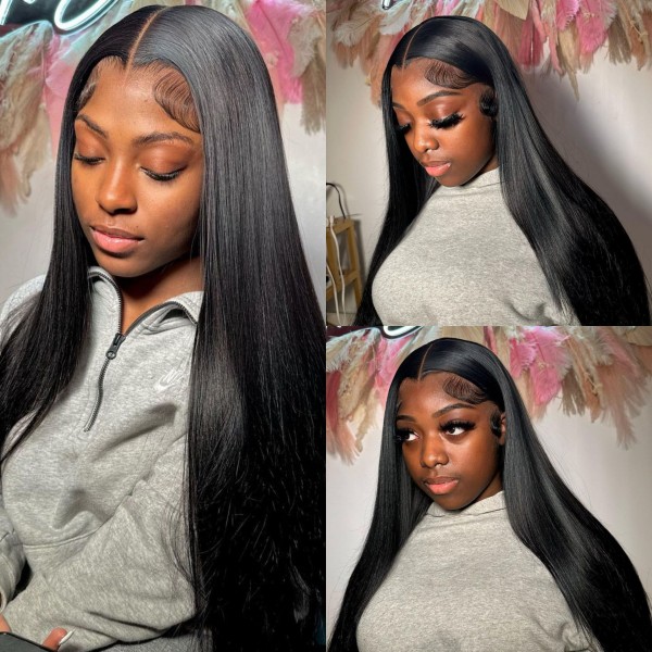 130%&180&300% Density Straight Hair Soft and Silky 13*4 Lace Frontal Wigs Human Hair Natural Color