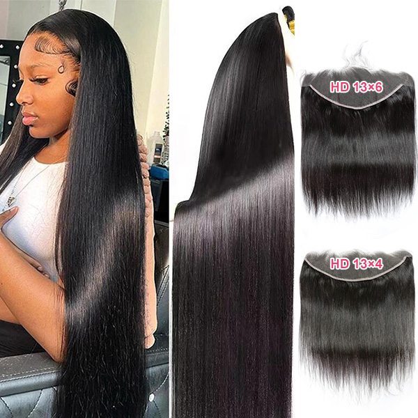 (Update)Superior Grade 3 bundles with 13*4 13*6 lace frontal Deal HD Lace and Transparent Lace Straight Virgin Hair Brazilian Peruvian Malaysian