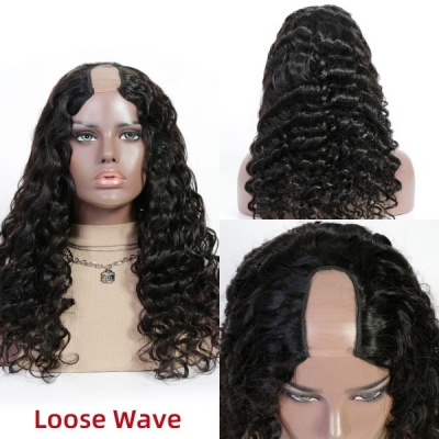 Buy One Get One Free Stock Clearance 130% Density U Part Wigs 2*4 inch Middle Leave Out 100% Human Hair