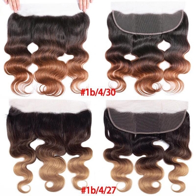 T1B/4/27 T1B/4/30 Ombre Color Ear to ear 13*4 Transparent Lace Frontal Pre plucked Hairline Human hair Swiss lace