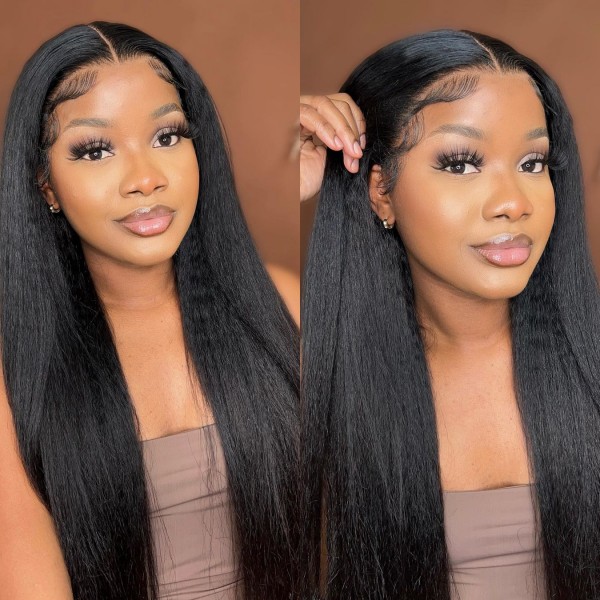 Glueless Wear Go Kinky Straight 200% Density HD Lace 4×4 5×5 13×4 13×6 Full Frontal Wigs Human Virgin Hair Preplucked Bleached Knot