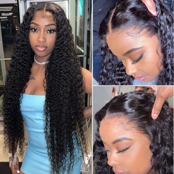 Glueless Wear Go Pre Bleached Deep Curly 200% Density Pre Plucked HD Lace 4×4 5×5 13×4 13×6 Full Frontal Wigs 100% Human Hair