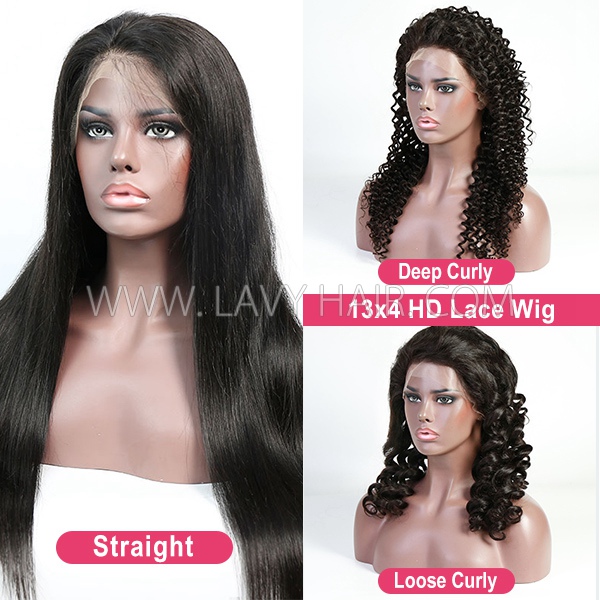 (All Texture Link)150% Density HD Lace Glueless Wear Go Pre Bleached Single Knot 100% Real Human Hair Pre Plucked Straight/Wavy/Curly