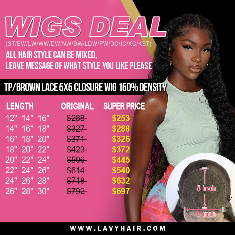 Wholesale 3 Pieces Wigs Deal Transparent/ Brown Lace Bulk Order 150% Density Human Hair Preplucked Glueless Wear Go