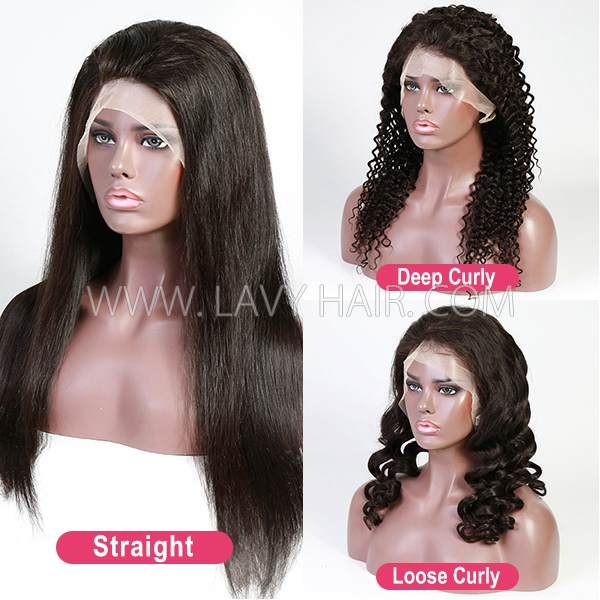 (All Texture Link) Transparent Lace Glueless Wear Go 150% Density 13*4 & 13*6 Full Frontal Wig Preplucked Human Virgin Hair