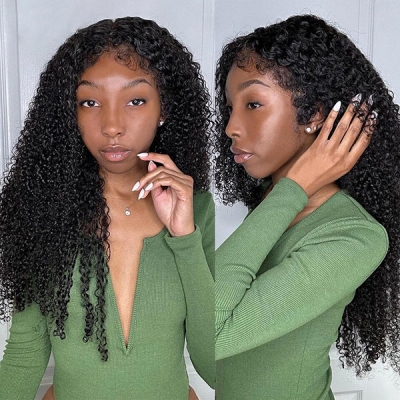 (4C Curly Hairline)Glueless Wear Go HD Lace Wigs 150% Density 100% Real Human Hair Preplucked Wear Go Straight/Wavy/Curly