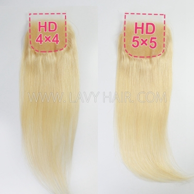 (New)Superior Grade #613 Blonde HD Lace Closure 4*4 5*5 6*6 7*7Human Hair Slightly Preplucked