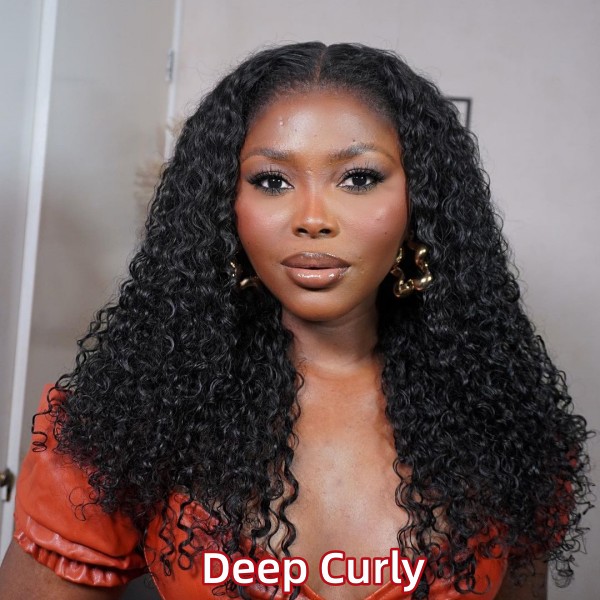 (4C Curly Hairline)Glueless Wear Go HD Lace Wigs 150% Density 100% Real Human Hair Preplucked Wear Go Straight/Wavy/Curly