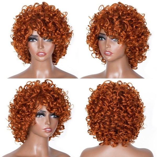 Machine Made Bob Wig With Bangs Human Hair Cheap Wig No Lace No Glue