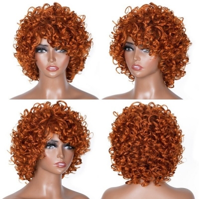 Machine Made Bob Wig With Bangs Human Hair Cheap Wig No Lace No Glue