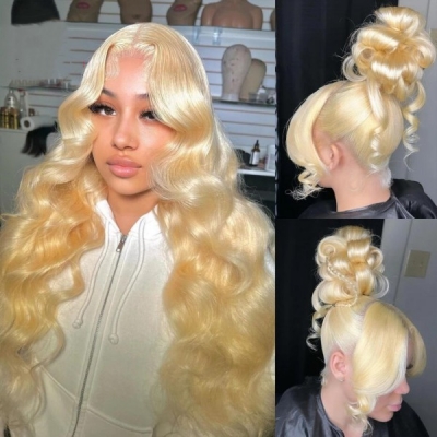 (All Texture Link) 613 Blonde Undetectable HD Lace Full Lace Wigs 130% Density Blonde Straight Hair Human Hair