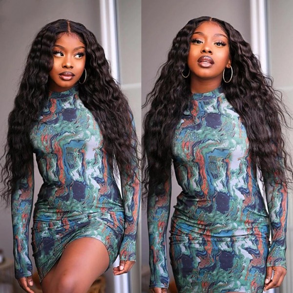 Glueless Wear Go Loose Deep Wave 200% Density HD Lace 4×4 5×5 13×4 13×6 Full Frontal Wig Pre Cut 100% Human Hair Preplucked Pre Bleached