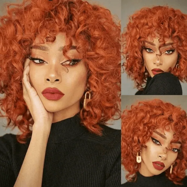 Machine Made Bob Wig With Bangs Human Hair Cheap Wig No Lace No Glue