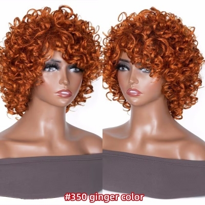 Machine Made Bob Wig With Bangs Human Hair Cheap Wig No Lace No Glue