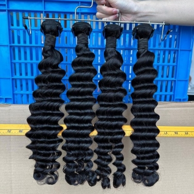 Superior Grade 3/4 bundles Deep wave Virgin Human Hair Extensions Brazilian Peruvian Malaysian Indian European Cambodian Burmese Mongolian