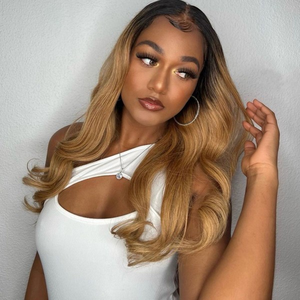 (All Texture Link) Color 27 Honey Blonde 13*4 Full Lace Frontal Wigs 150% and 250% Density Preplucked Pre Bleached Tiny Knot Human hair Wear Go
