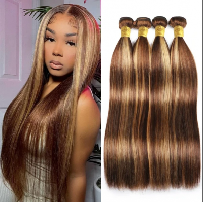 Highlight P4/27 Color Straight&Body wave&Deep wave Virgin Human hair extensions Brazilian Peruvian Malaysian Indian European Cambodian Burmese