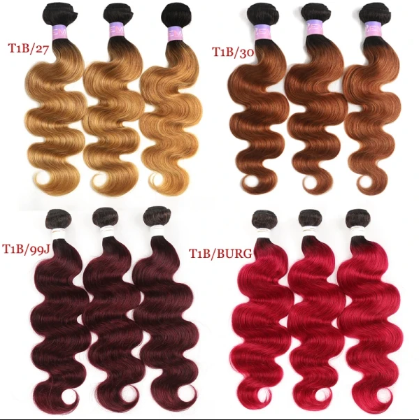 Color Collection #27 #30 #99j #Burg #33B Superior Grade 1 Bundle Straight&Body Wave Virgin Hair Extensions Brazilian Peruvian Malaysian