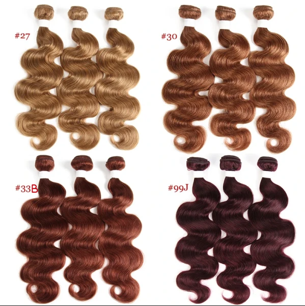 Color Collection #27 #30 #99j #Burg #33B Superior Grade 1 Bundle Straight&Body Wave Virgin Hair Extensions Brazilian Peruvian Malaysian