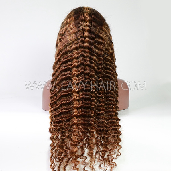 (All Texture Link) Glueless Wear Go HD Lace P4/27 Balayage Mix Ombre Highlight Color Undetectable 200% Density Natural Human Virgin Hair