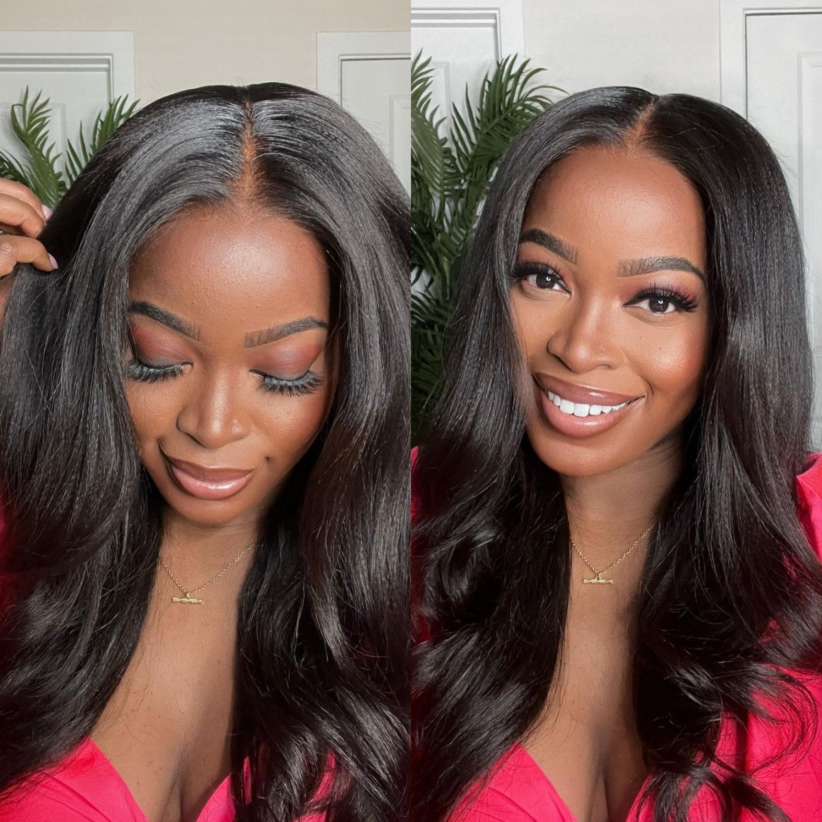 Glueless Wear Go Yaki Straight HD Lace 5*5 Lace Closure & 13*4 Lace Frontal Wig 100% Human Hair Melted Lace Pre Bleached Tiny Knot