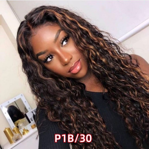 Glueless Wear Go P1B/27 P1B/30 P1B/613 Balayage Mix Ombre Highlight Color Undetectable 5*5 HD Lace Closure Wig 150% Density Human Virgin Hair