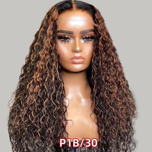 Glueless Wear Go P1B/27 P1B/30 P1B/613 Balayage Mix Ombre Highlight Color Undetectable 5*5 HD Lace Closure Wig 150% Density Human Virgin Hair