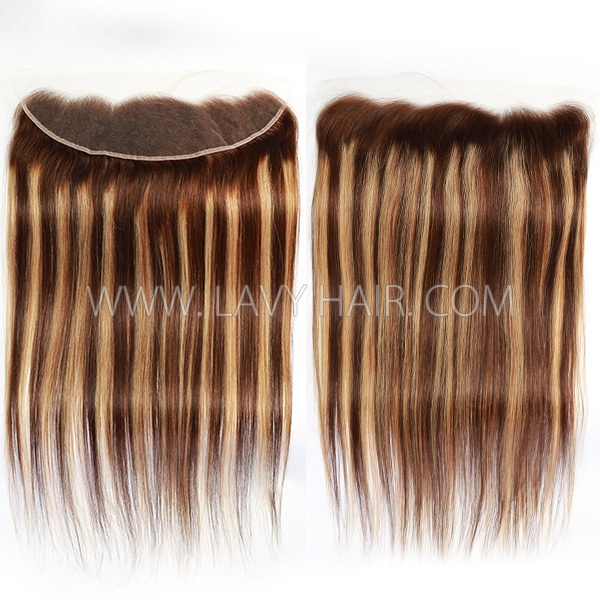 P4/27 Hlighlight Color Ear to ear 13*4 HD Lace and Transparent Lace Frontal Pre plucked Hairline Human hair Swiss lace