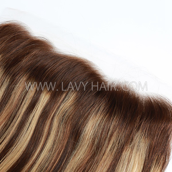 P4/27 Hlighlight Color Ear to ear 13*4 HD Lace and Transparent Lace Frontal Pre plucked Hairline Human hair Swiss lace