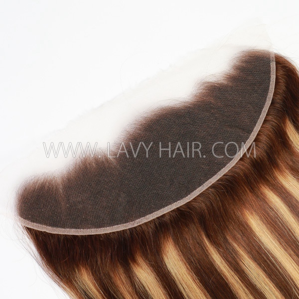 P4/27 Hlighlight Color Ear to ear 13*4 HD Lace and Transparent Lace Frontal Pre plucked Hairline Human hair Swiss lace