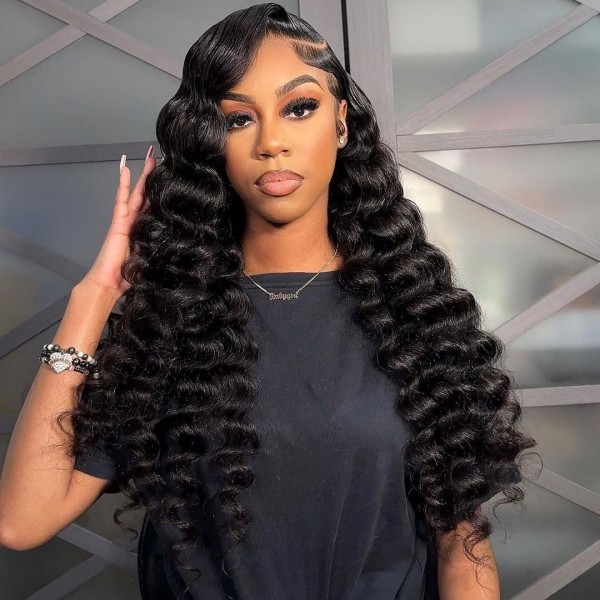 Glueless Wear Go Loose Deep Wave 200% Density HD Lace 4×4 5×5 13×4 13×6 Full Frontal Wig Pre Cut 100% Human Hair Preplucked Pre Bleached