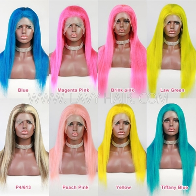 (All Texture Link)Color Hair Collection Transparent Lace 13*4 lace front wigs 130% density 100% Human hair Wear Go Wig
