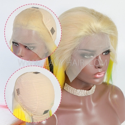 (All Texture Link)Transparent Lace Rainbow Color Pre plucked 13*4 lace front wigs 100% Human hair 130% Density