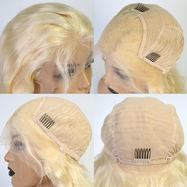 (All Texture Link) 130% density Transparent Lace #T1B/613 Ombre Blonde Color 13*4 lace front wigs Wear Go 100% Human hair
