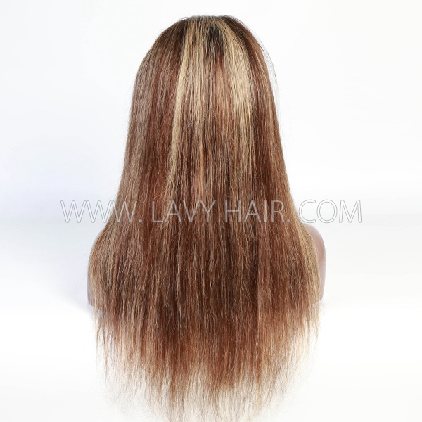 (All Texture Link) Glueless Wear Go HD Lace P4/27 Balayage Mix Ombre Highlight Color Undetectable 200% Density Natural Human Virgin Hair
